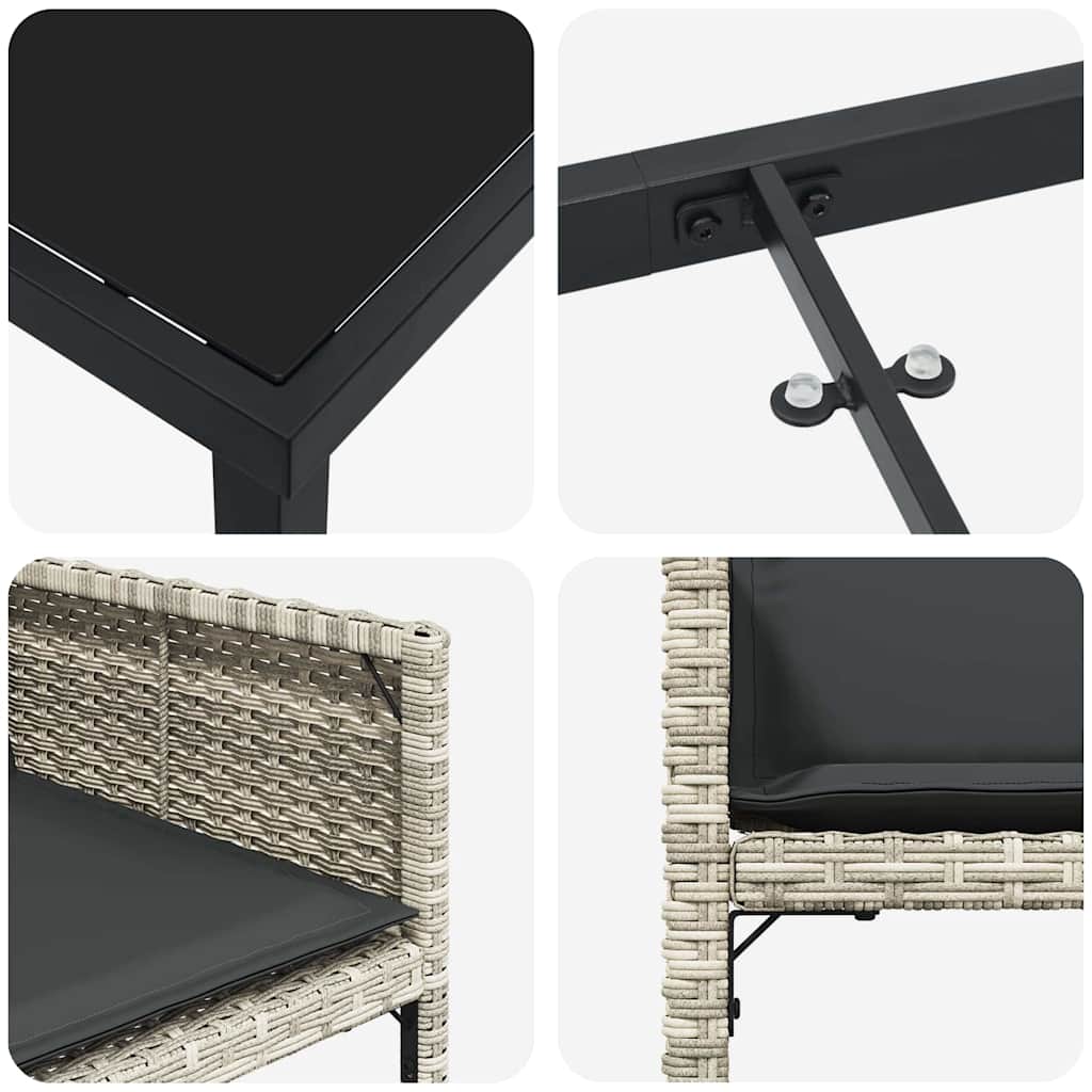 vidaXL Zestaw do jadalni w ogrodzie 9 pcs Jasnoszary polirattan