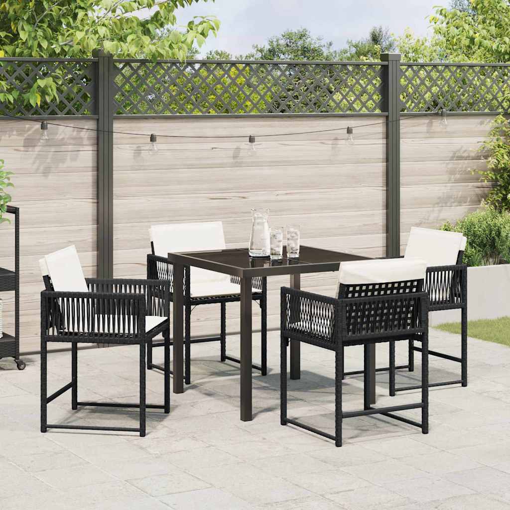 vidaXL Zestaw do jadalni w ogrodzie 5 pcs Czarny polirattan