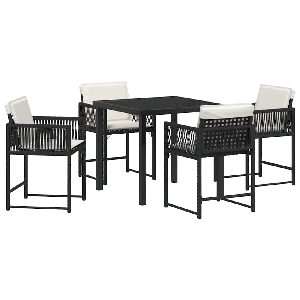 vidaXL Zestaw do jadalni w ogrodzie 5 pcs Czarny polirattan