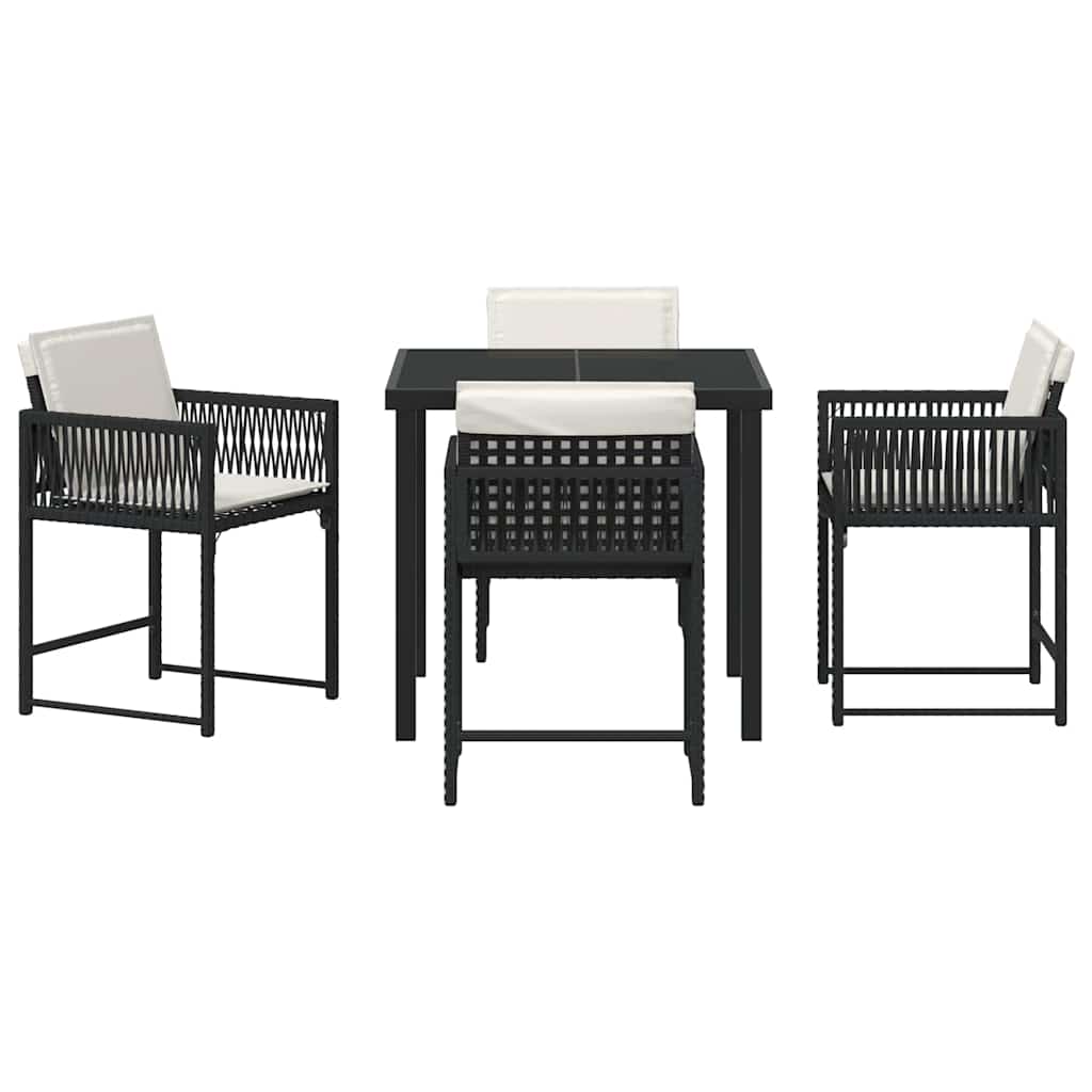 vidaXL Zestaw do jadalni w ogrodzie 5 pcs Czarny polirattan