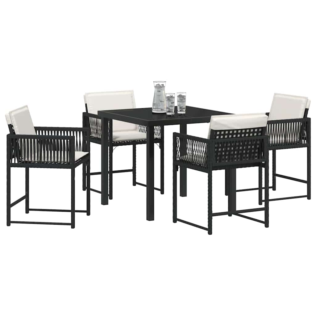 vidaXL Zestaw do jadalni w ogrodzie 5 pcs Czarny polirattan