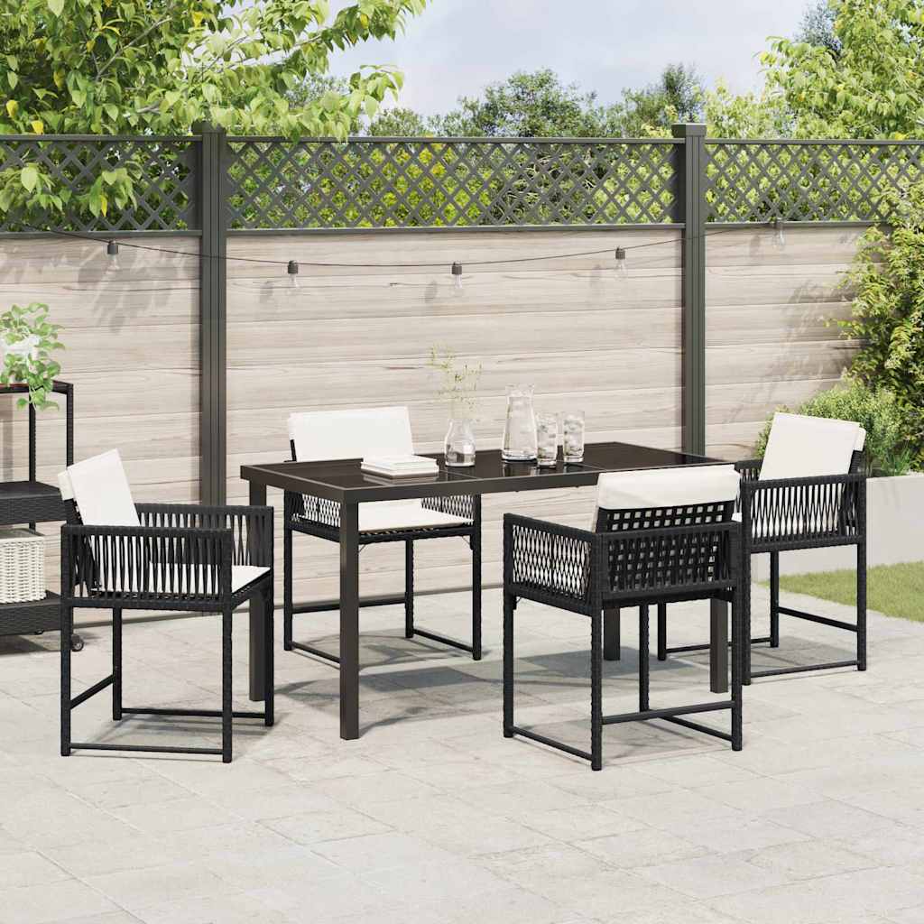 vidaXL Zestaw do jadalni w ogrodzie 5 pcs Czarny polirattan