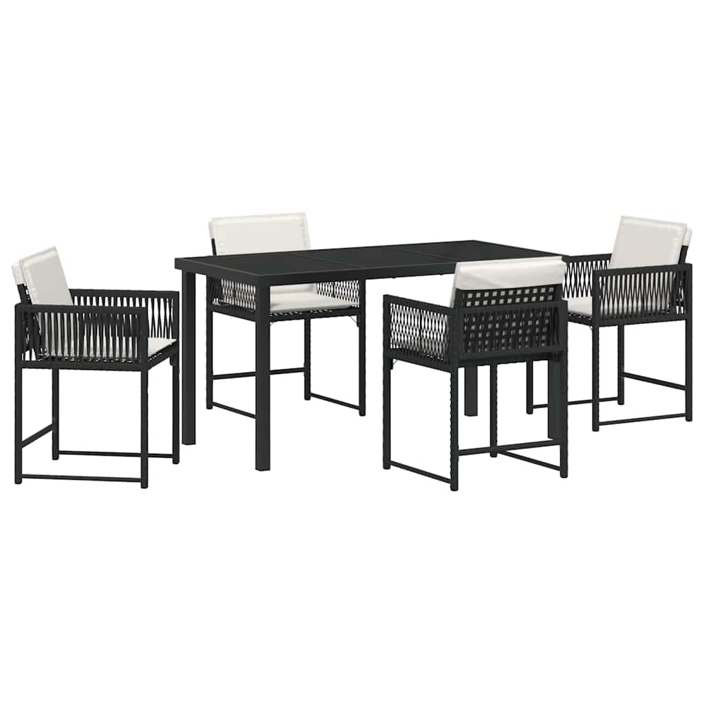 vidaXL Zestaw do jadalni w ogrodzie 5 pcs Czarny polirattan