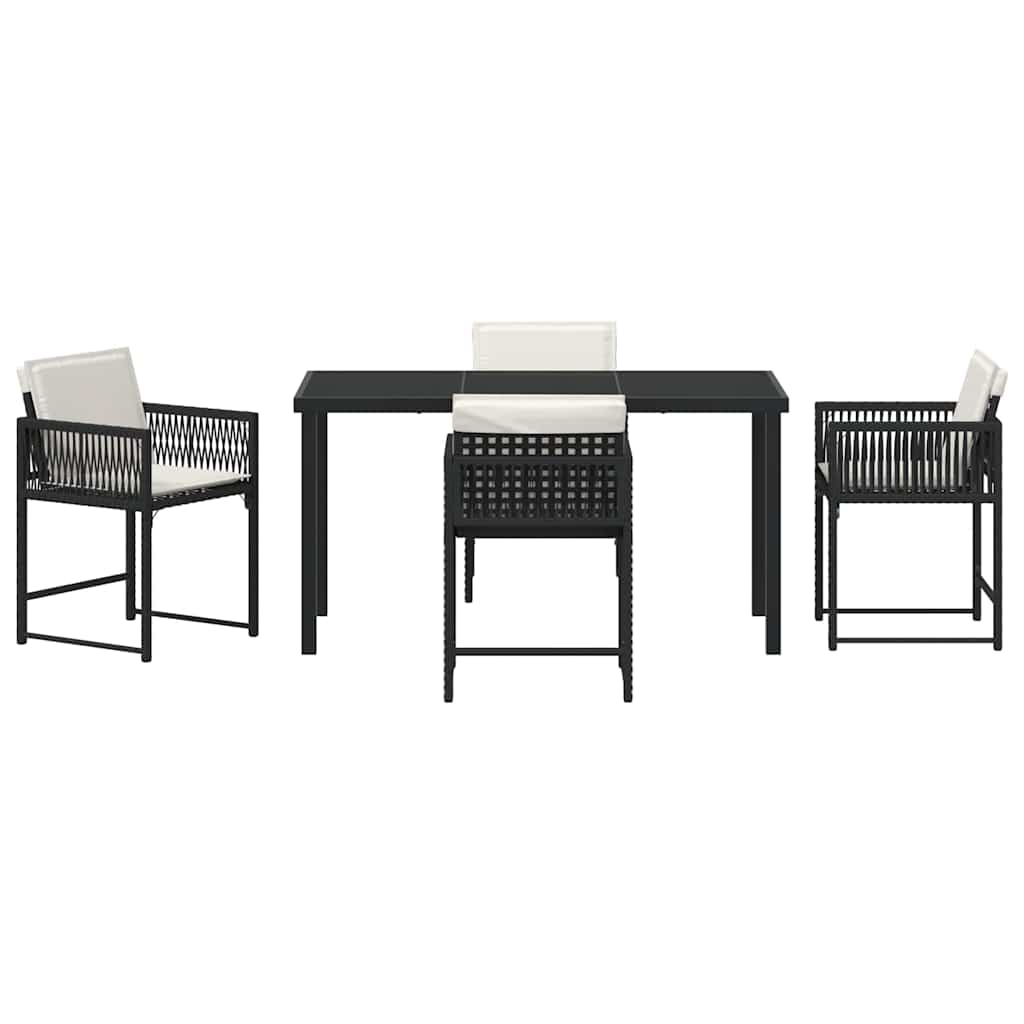 vidaXL Zestaw do jadalni w ogrodzie 5 pcs Czarny polirattan