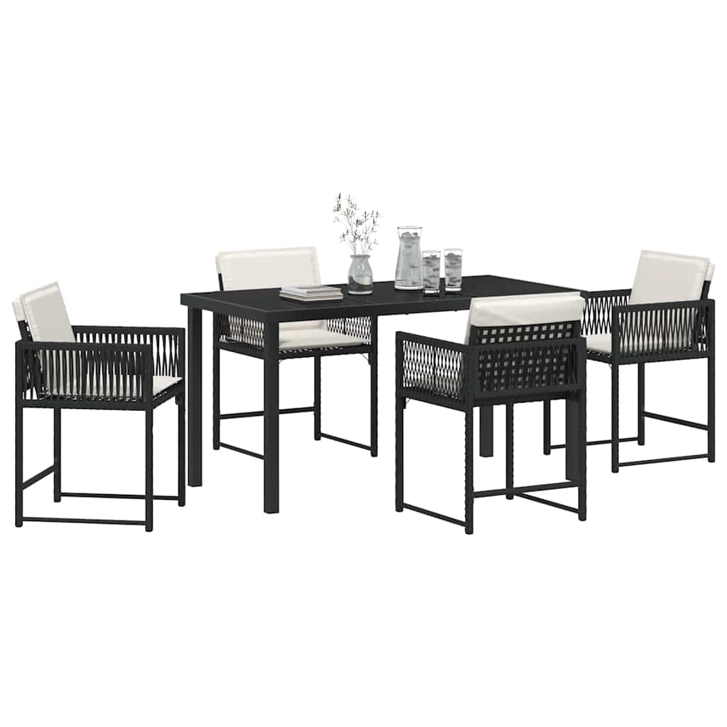 vidaXL Zestaw do jadalni w ogrodzie 5 pcs Czarny polirattan