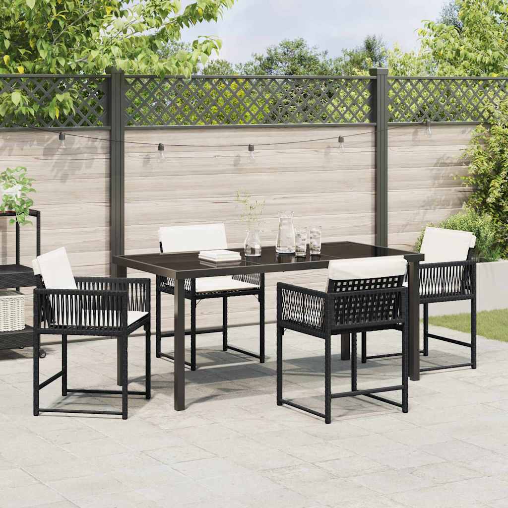 vidaXL Zestaw do jadalni w ogrodzie 5 pcs Czarny polirattan
