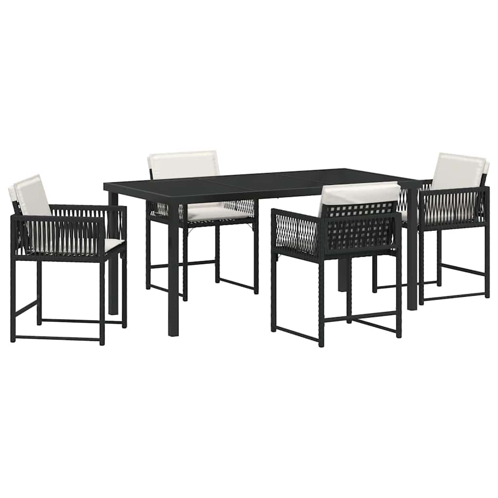 vidaXL Zestaw do jadalni w ogrodzie 5 pcs Czarny polirattan