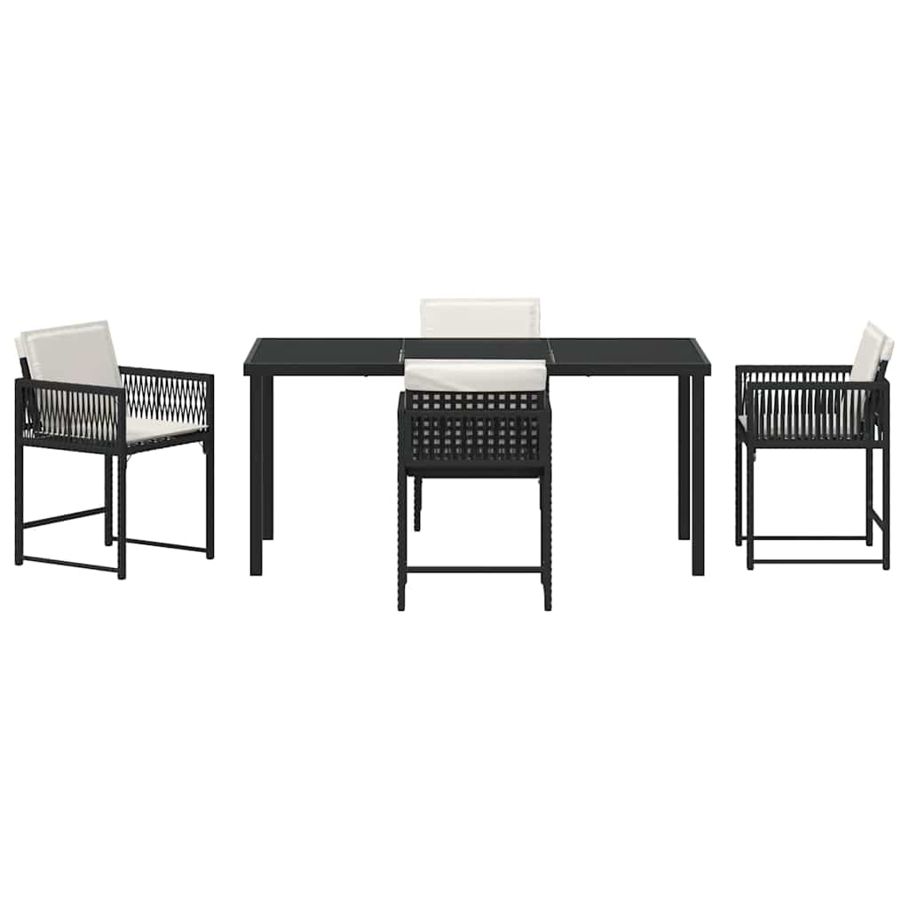 vidaXL Zestaw do jadalni w ogrodzie 5 pcs Czarny polirattan