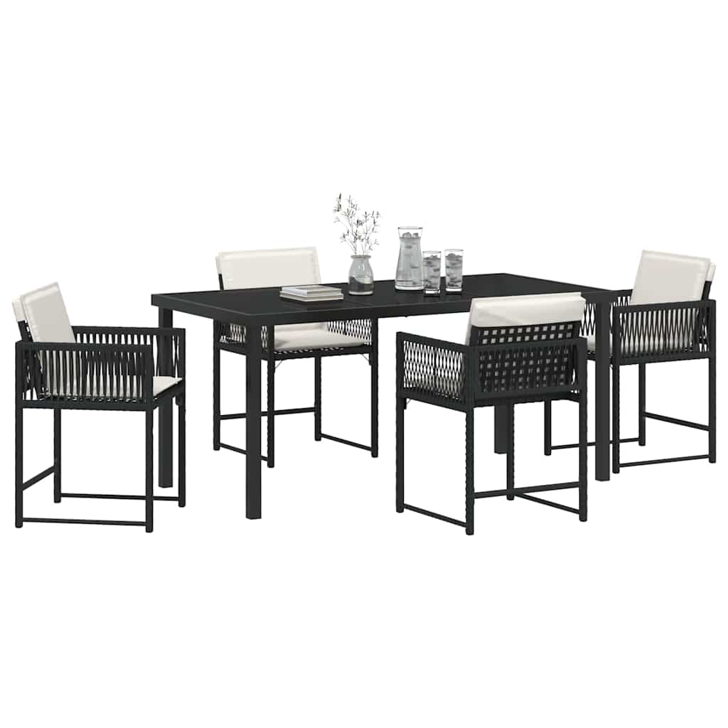 vidaXL Zestaw do jadalni w ogrodzie 5 pcs Czarny polirattan