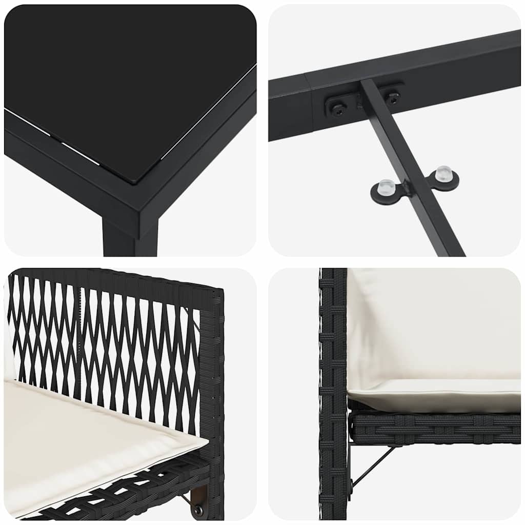 vidaXL Zestaw do jadalni w ogrodzie 9 pcs Czarny polirattan