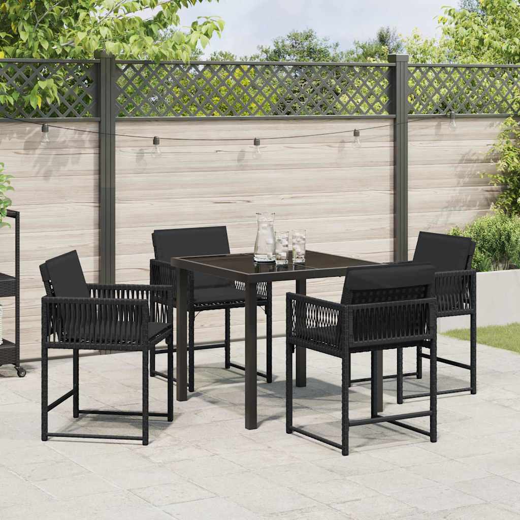 vidaXL Zestaw do jadalni w ogrodzie 5 pcs Czarny polirattan