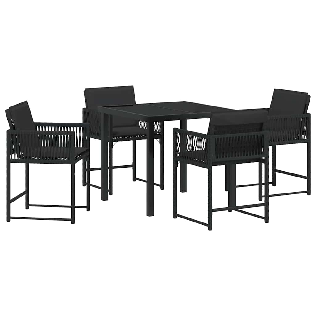 vidaXL Zestaw do jadalni w ogrodzie 5 pcs Czarny polirattan