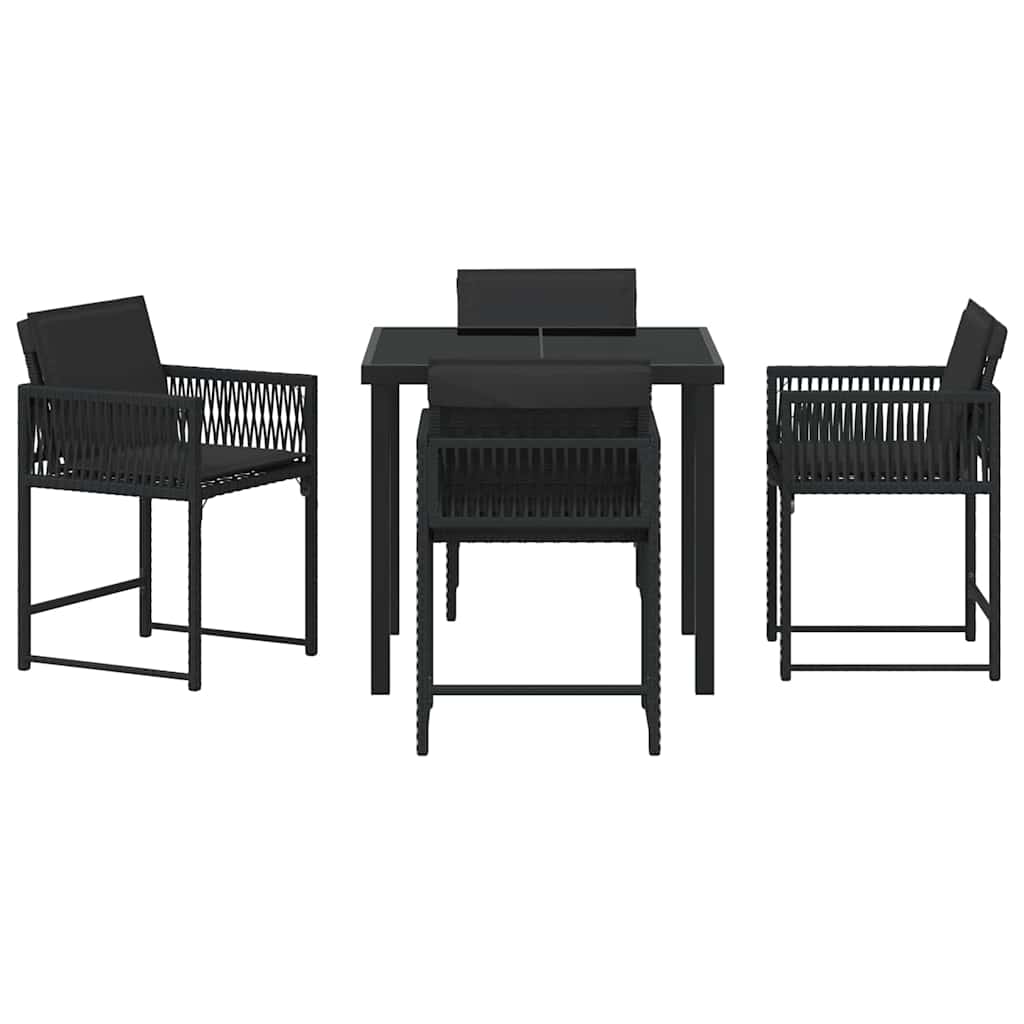 vidaXL Zestaw do jadalni w ogrodzie 5 pcs Czarny polirattan