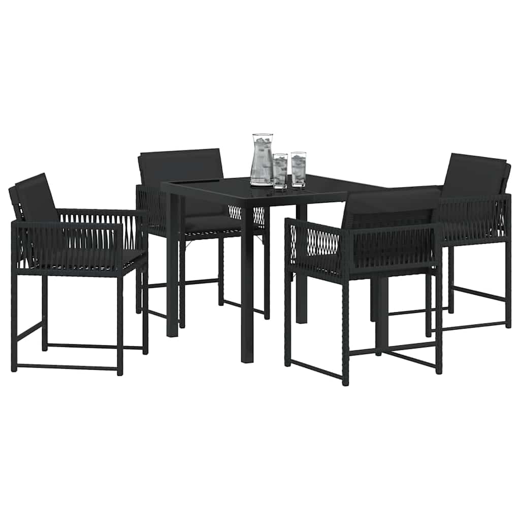 vidaXL Zestaw do jadalni w ogrodzie 5 pcs Czarny polirattan