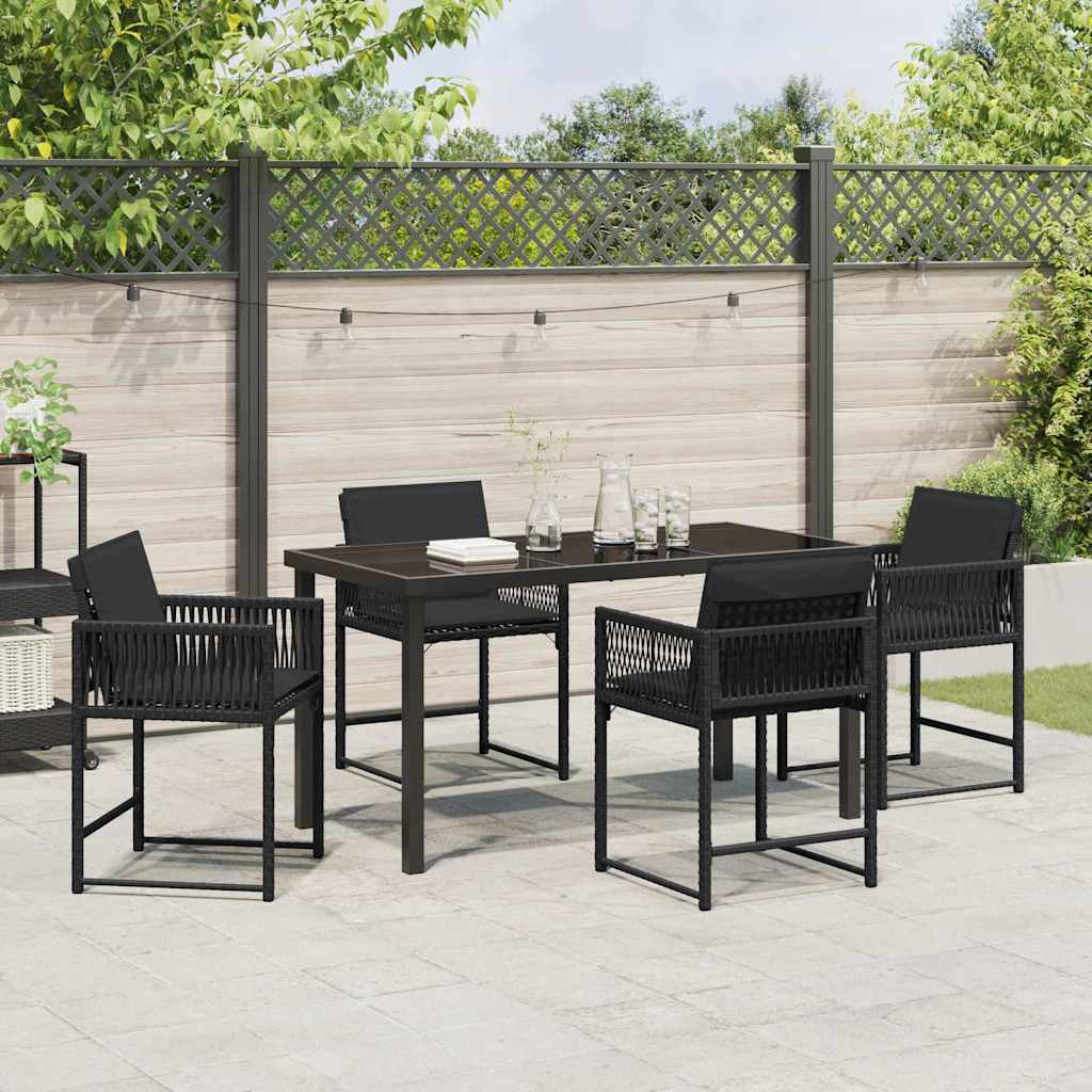 vidaXL Zestaw do jadalni w ogrodzie 5 pcs Czarny polirattan