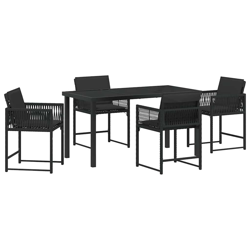 vidaXL Zestaw do jadalni w ogrodzie 5 pcs Czarny polirattan