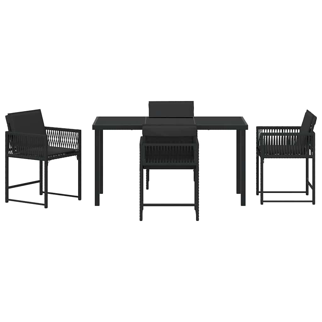 vidaXL Zestaw do jadalni w ogrodzie 5 pcs Czarny polirattan