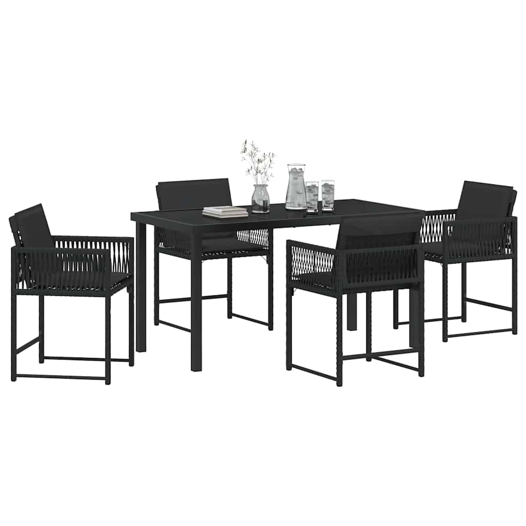 vidaXL Zestaw do jadalni w ogrodzie 5 pcs Czarny polirattan