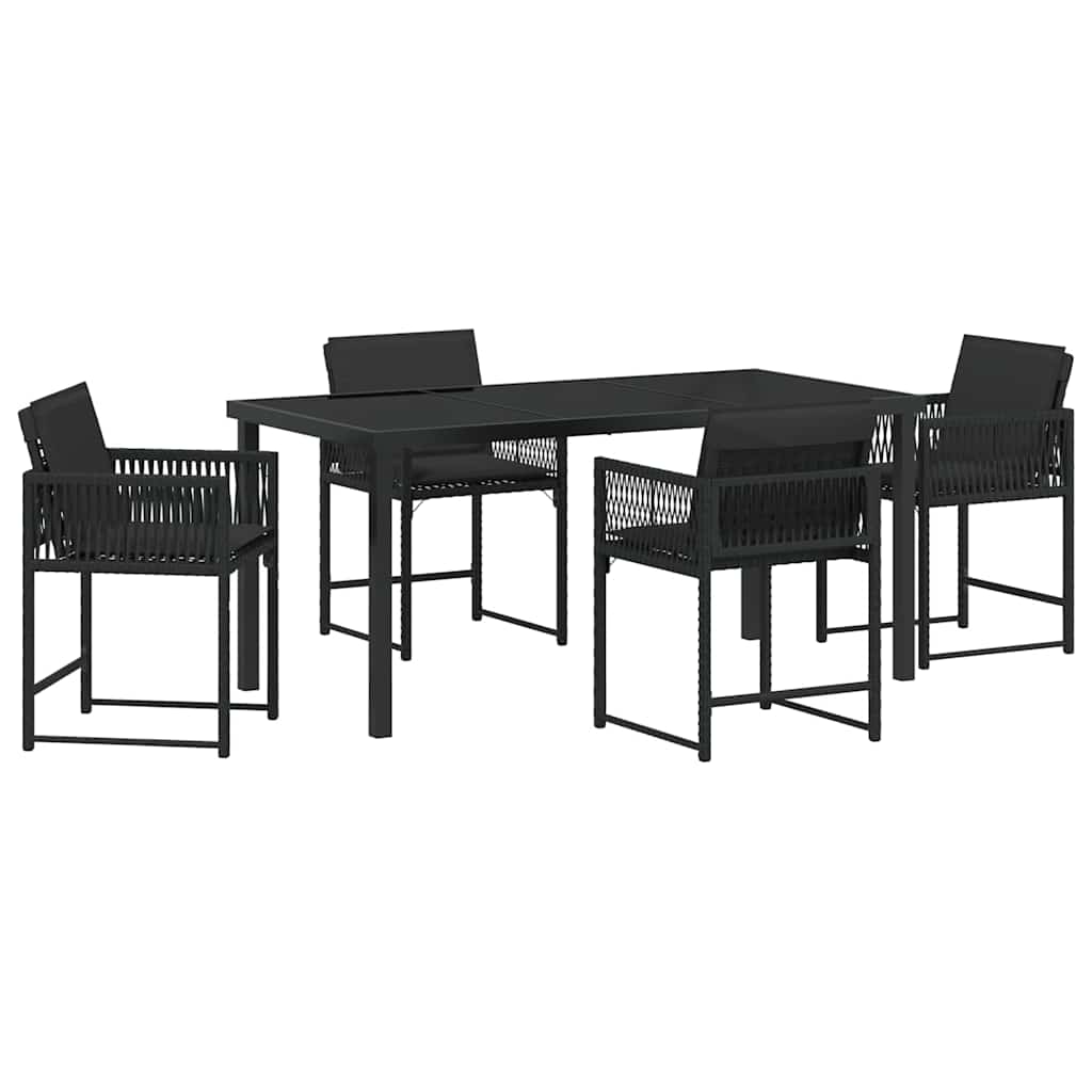 vidaXL Zestaw do jadalni w ogrodzie 5 pcs Czarny polirattan