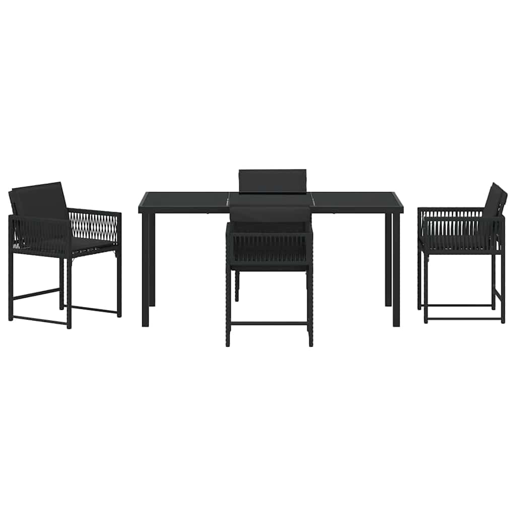 vidaXL Zestaw do jadalni w ogrodzie 5 pcs Czarny polirattan