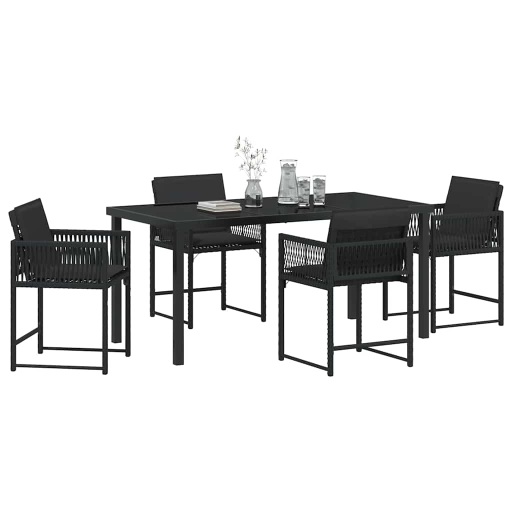 vidaXL Zestaw do jadalni w ogrodzie 5 pcs Czarny polirattan