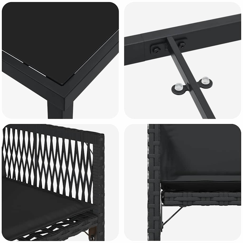 vidaXL Zestaw do jadalni w ogrodzie 9 pcs Czarny polirattan