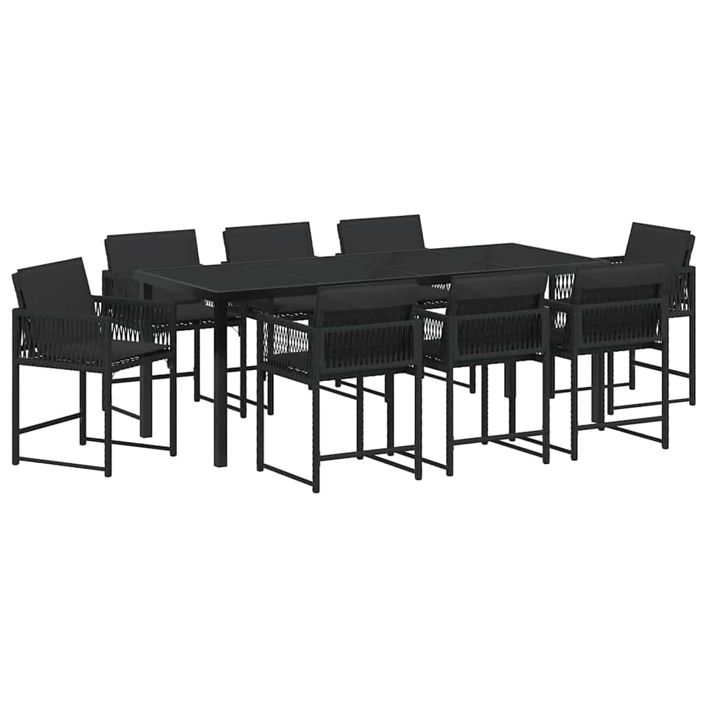vidaXL Zestaw do jadalni w ogrodzie 9 pcs Czarny polirattan