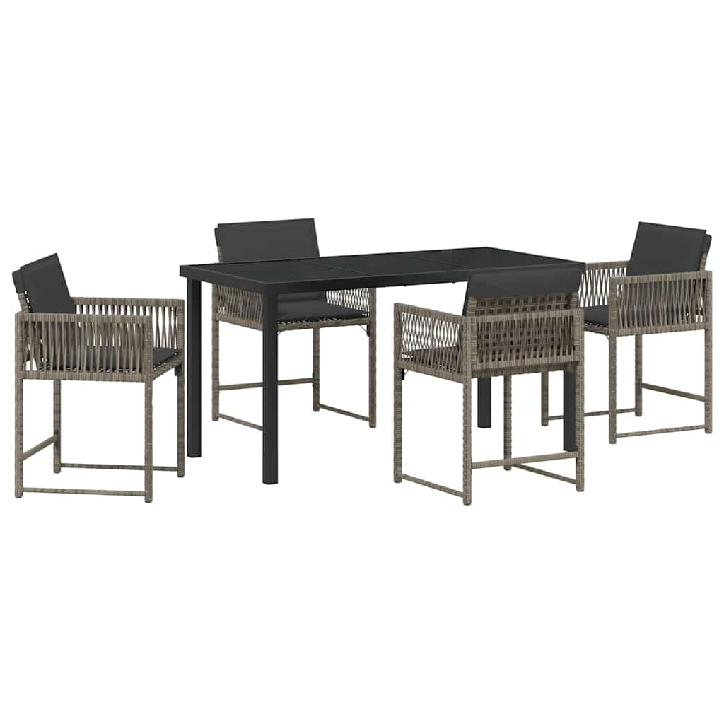 vidaXL Zestaw do jadalni w ogrodzie 5 pcs Szary polirattan