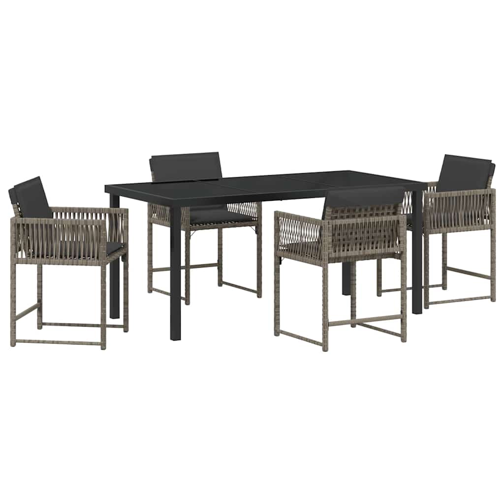 vidaXL Zestaw do jadalni w ogrodzie 5 pcs Szary polirattan