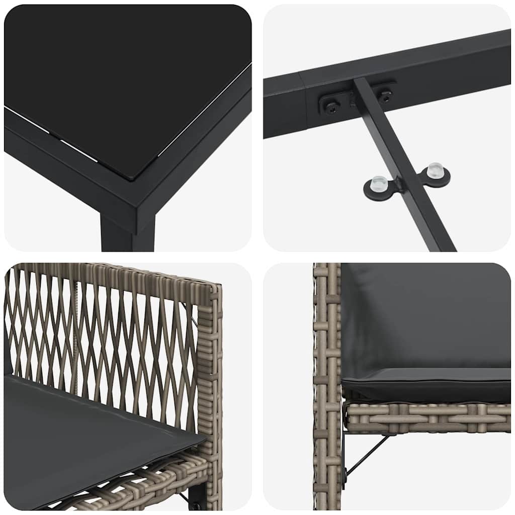 vidaXL Zestaw do jadalni w ogrodzie 9 pcs Szary polirattan