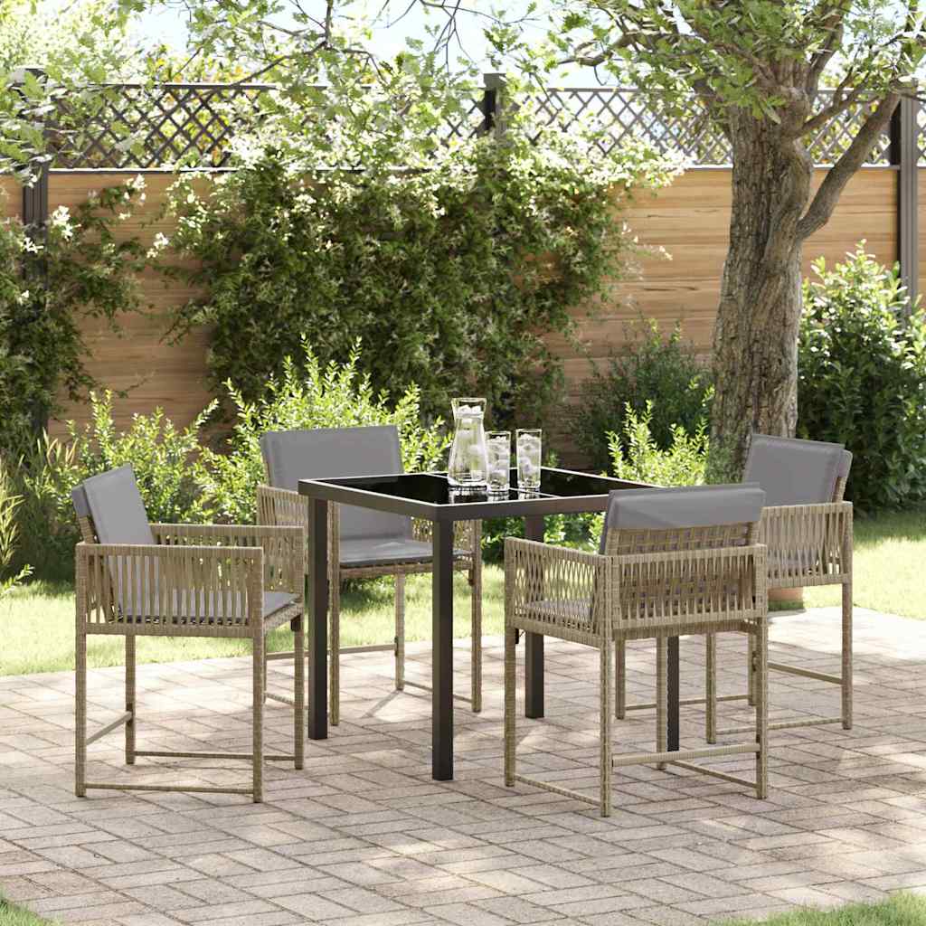 vidaXL Zestaw do jadalni w ogrodzie 5 pcs Beżowy polirattan