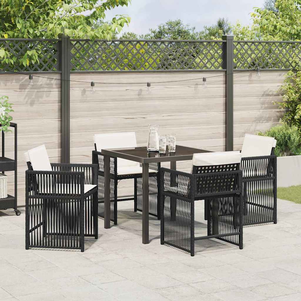 vidaXL Zestaw do jadalni w ogrodzie 5 pcs Czarny polirattan