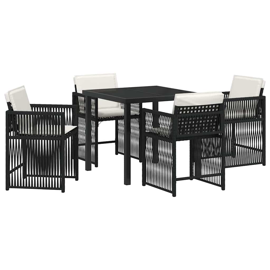 vidaXL Zestaw do jadalni w ogrodzie 5 pcs Czarny polirattan