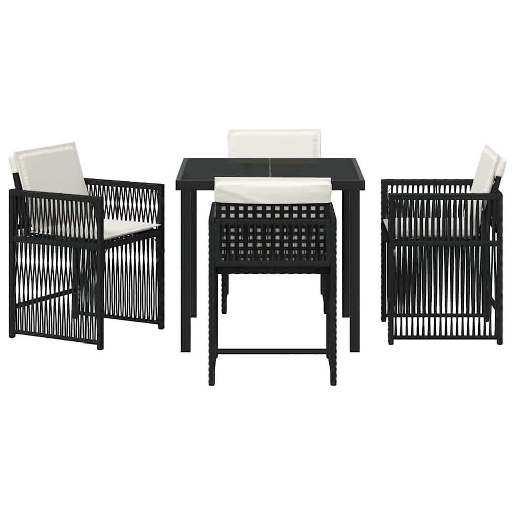 vidaXL Zestaw do jadalni w ogrodzie 5 pcs Czarny polirattan