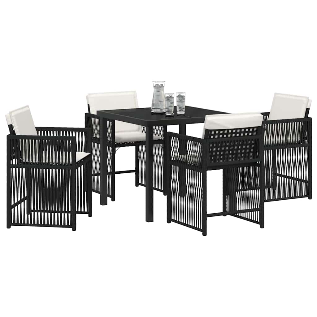 vidaXL Zestaw do jadalni w ogrodzie 5 pcs Czarny polirattan
