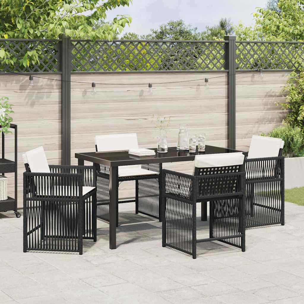vidaXL Zestaw do jadalni w ogrodzie 5 pcs Czarny polirattan