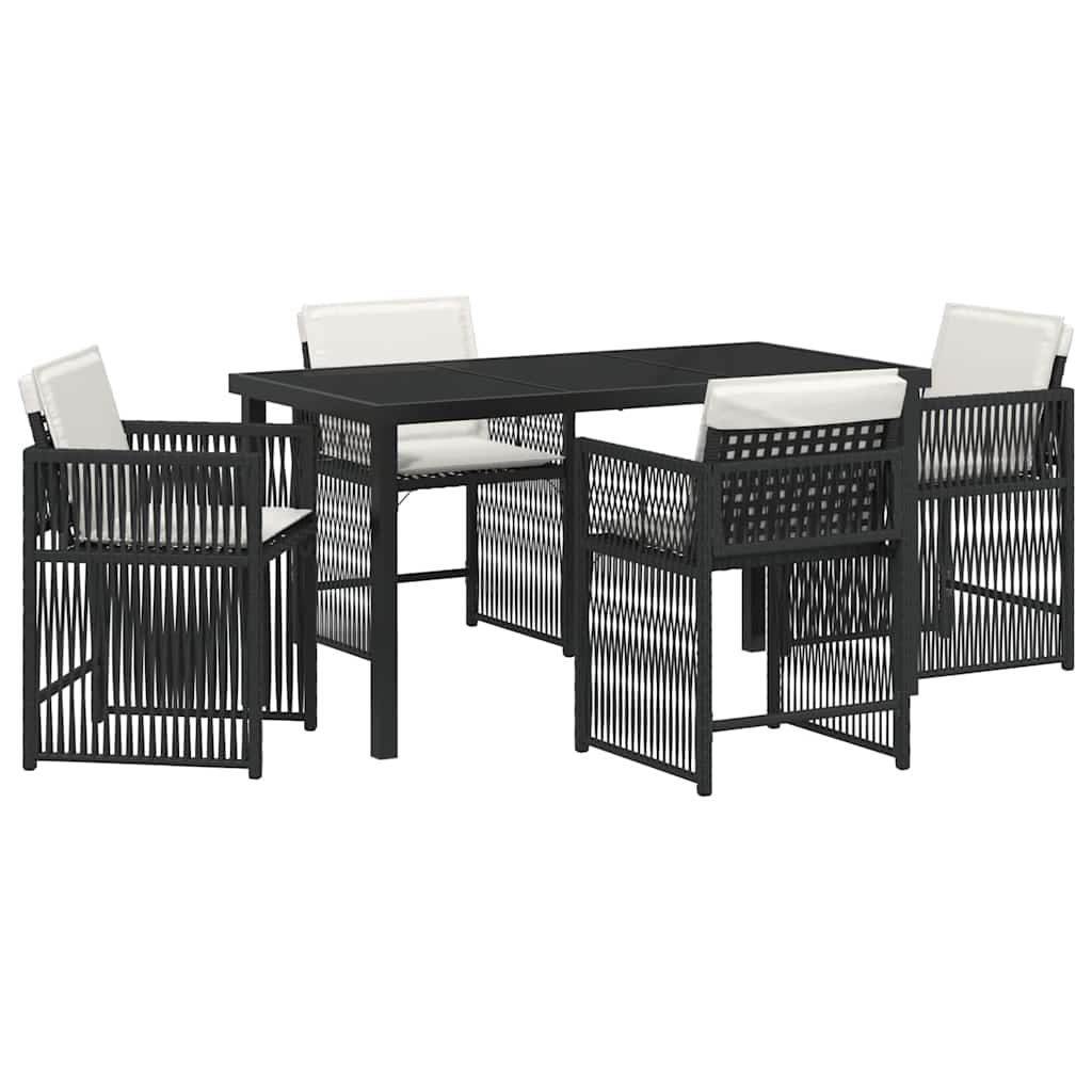 vidaXL Zestaw do jadalni w ogrodzie 5 pcs Czarny polirattan