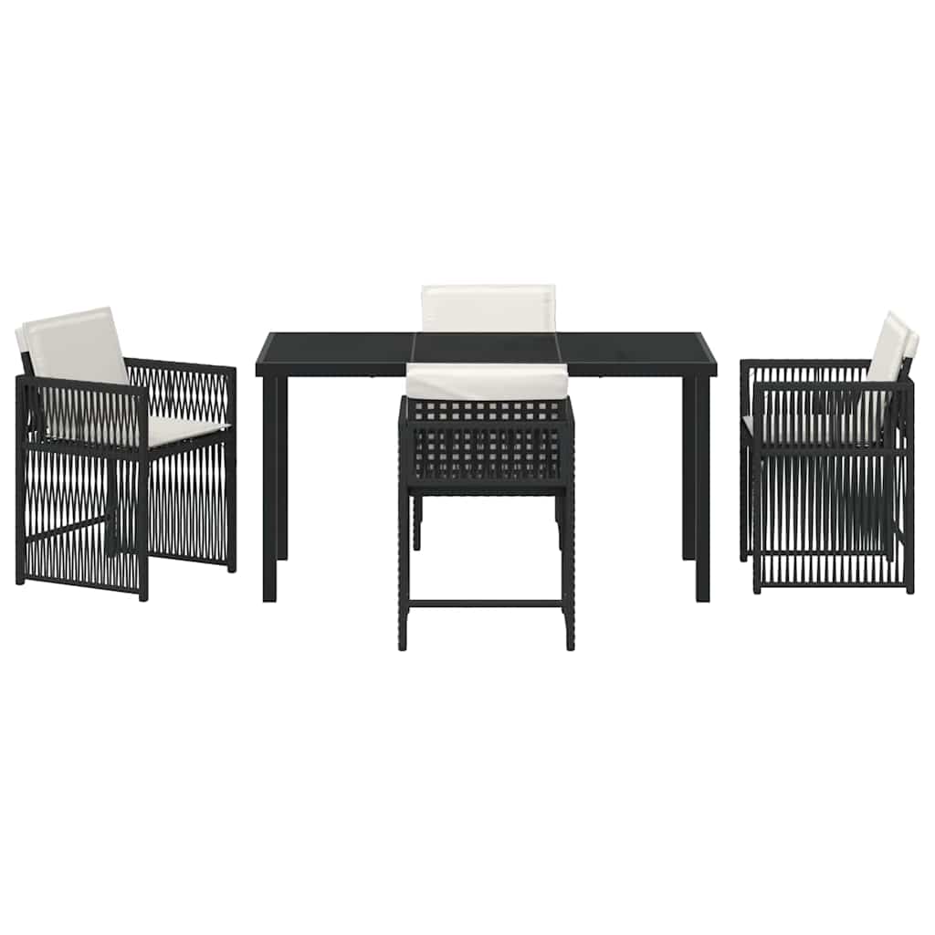 vidaXL Zestaw do jadalni w ogrodzie 5 pcs Czarny polirattan