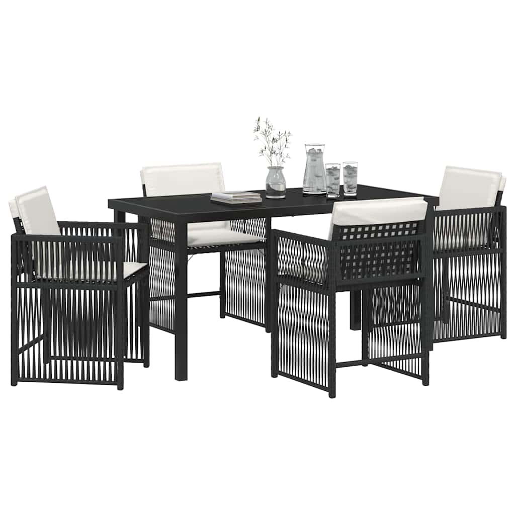 vidaXL Zestaw do jadalni w ogrodzie 5 pcs Czarny polirattan