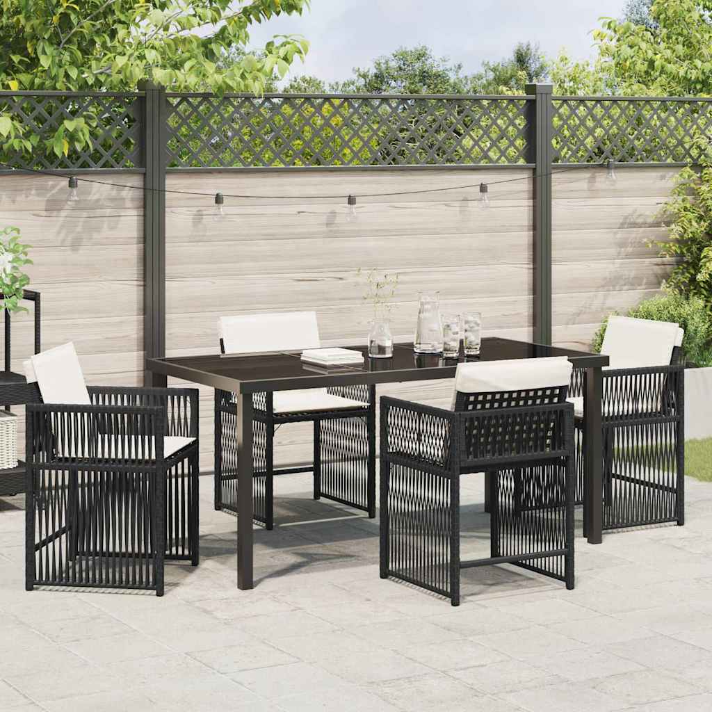 vidaXL Zestaw do jadalni w ogrodzie 5 pcs Czarny polirattan
