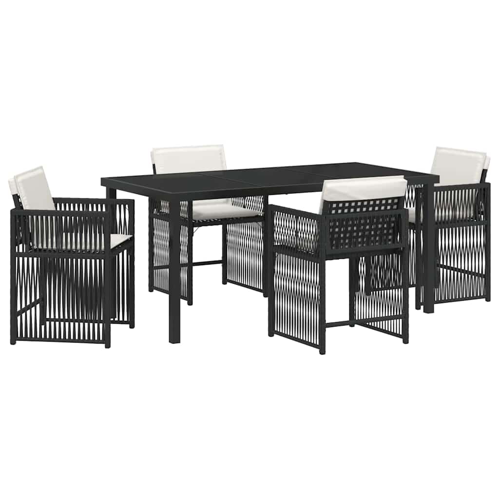 vidaXL Zestaw do jadalni w ogrodzie 5 pcs Czarny polirattan