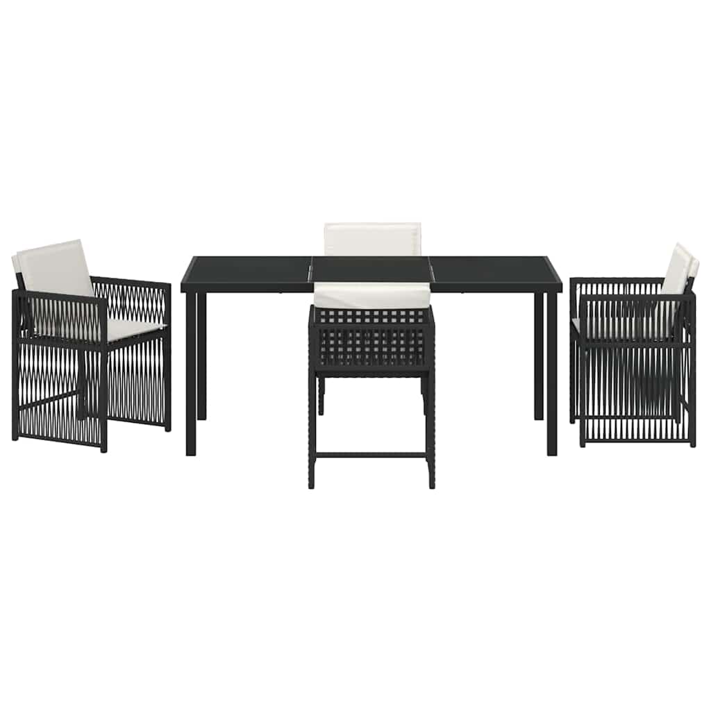 vidaXL Zestaw do jadalni w ogrodzie 5 pcs Czarny polirattan