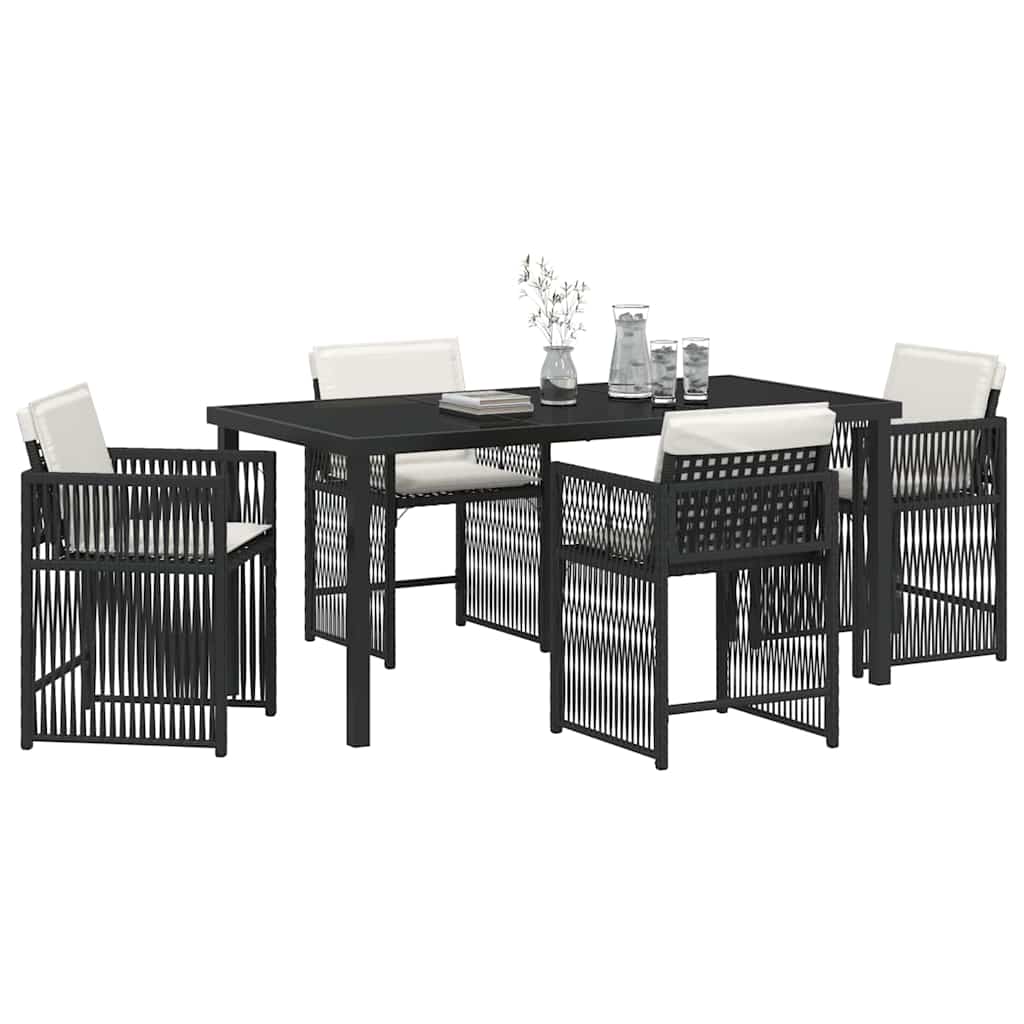 vidaXL Zestaw do jadalni w ogrodzie 5 pcs Czarny polirattan
