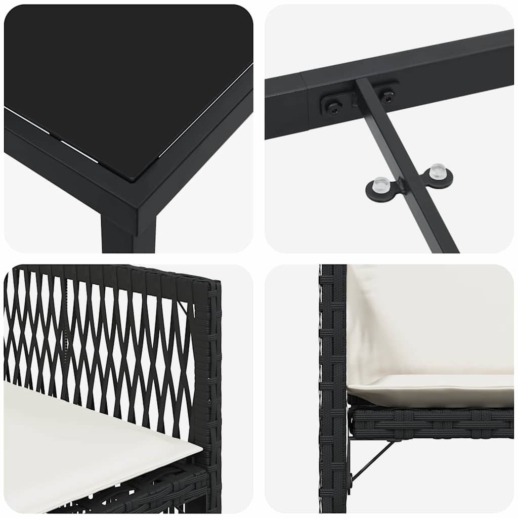 vidaXL Zestaw do jadalni w ogrodzie 9 pcs Czarny polirattan