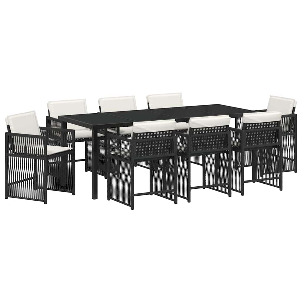 vidaXL Zestaw do jadalni w ogrodzie 9 pcs Czarny polirattan