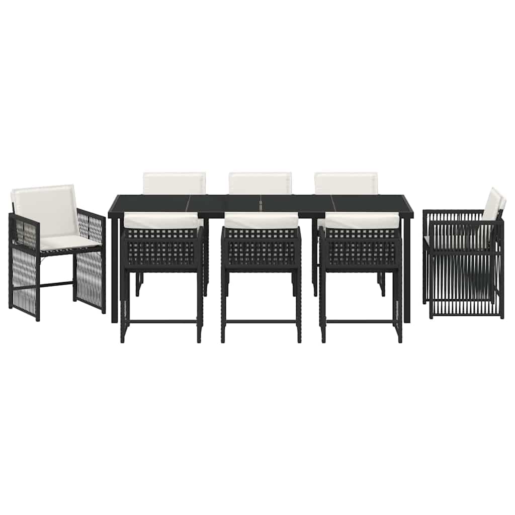 vidaXL Zestaw do jadalni w ogrodzie 9 pcs Czarny polirattan