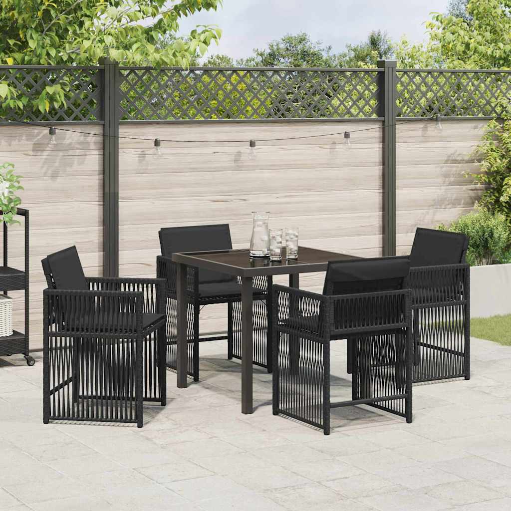 vidaXL Zestaw do jadalni w ogrodzie 5 pcs Czarny polirattan