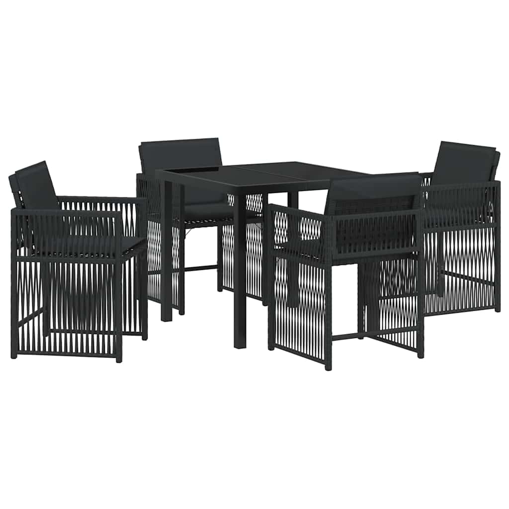 vidaXL Zestaw do jadalni w ogrodzie 5 pcs Czarny polirattan