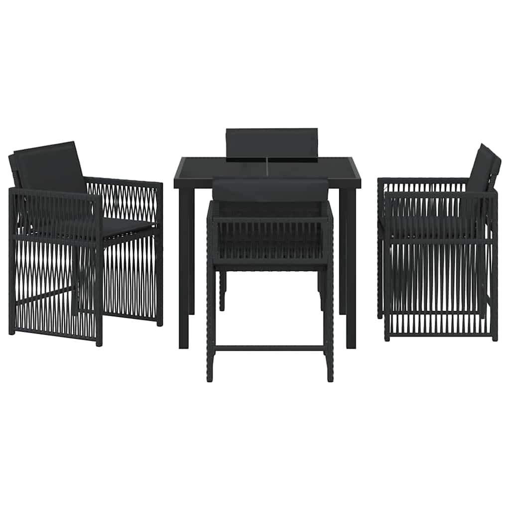vidaXL Zestaw do jadalni w ogrodzie 5 pcs Czarny polirattan