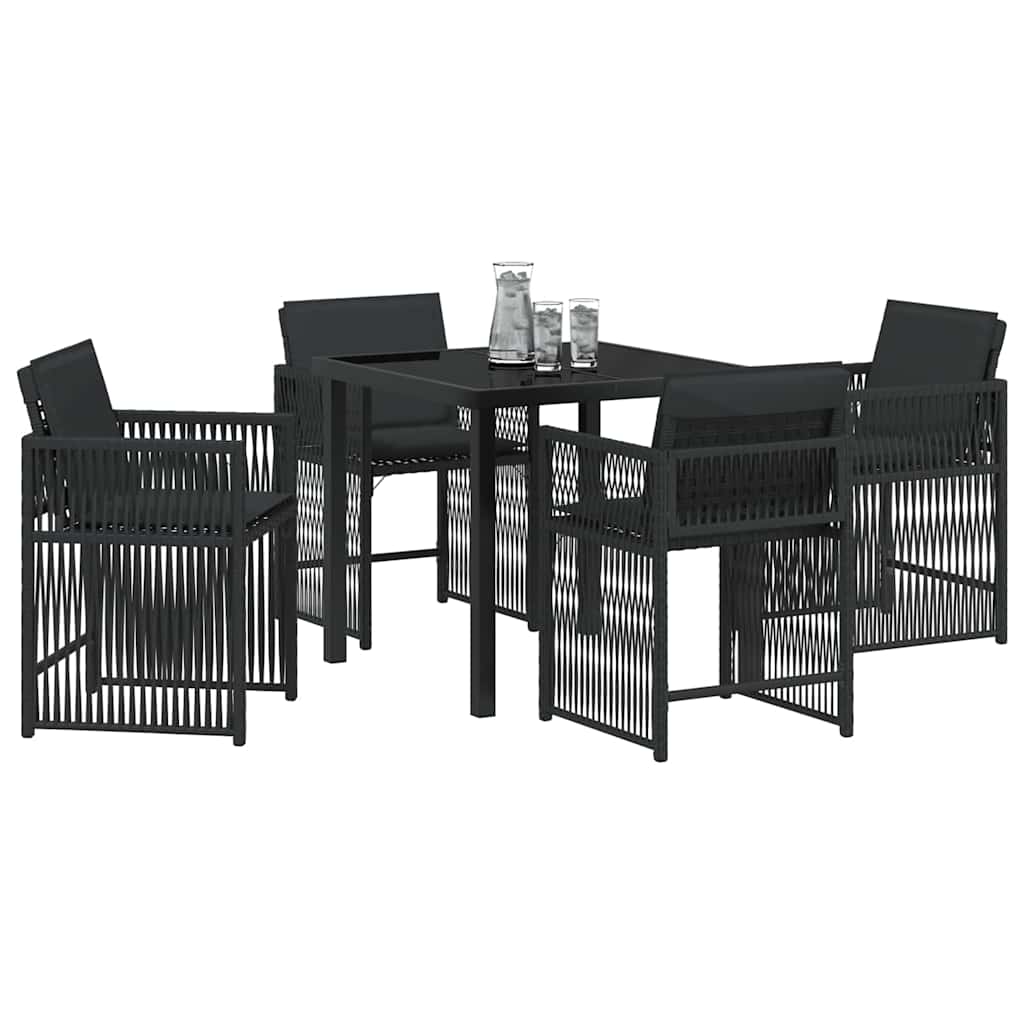 vidaXL Zestaw do jadalni w ogrodzie 5 pcs Czarny polirattan